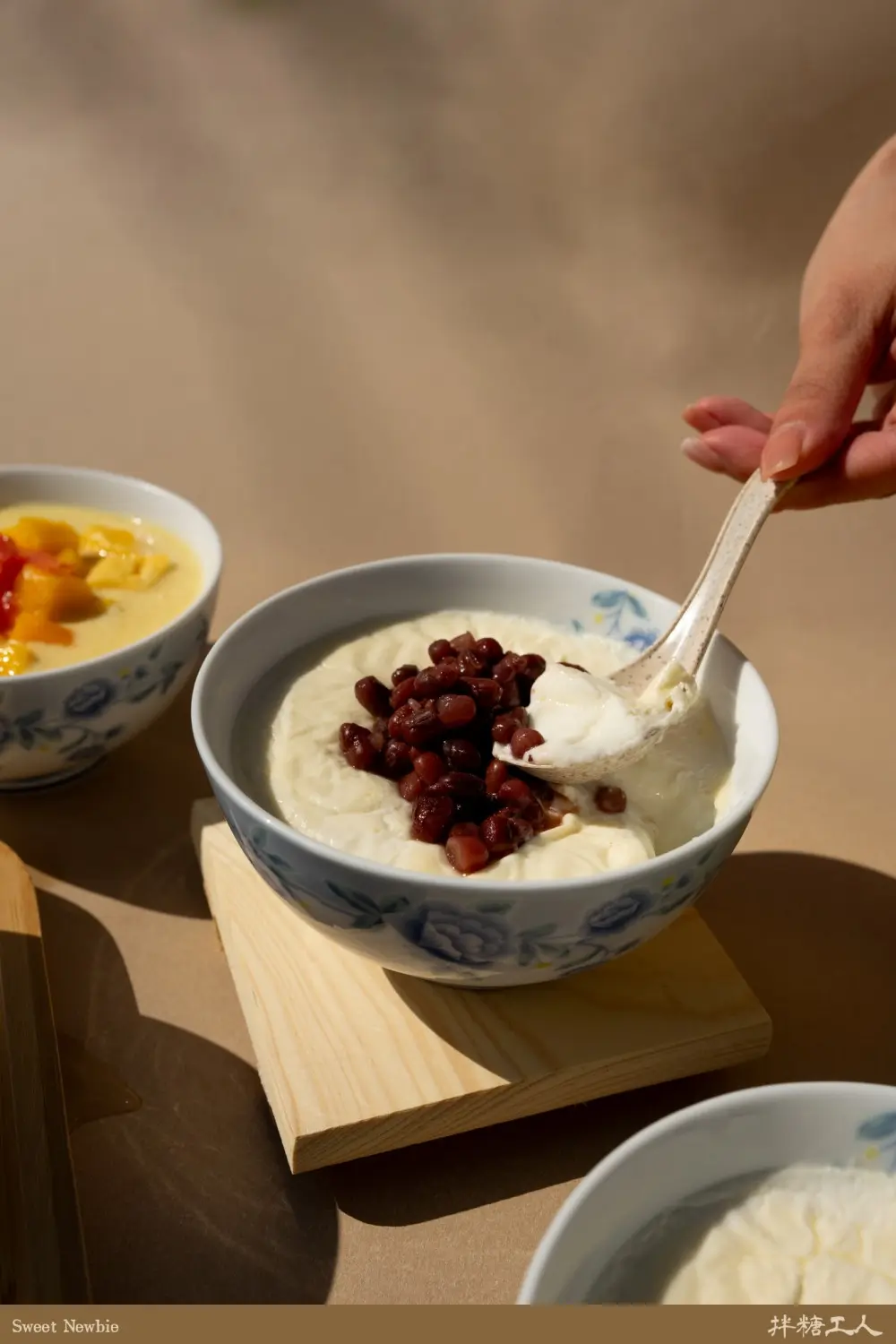 Double - skinned milk with red beans, adding a sweet and nutty taste at Sweet Newbie,a Dessert Shop in Chicago