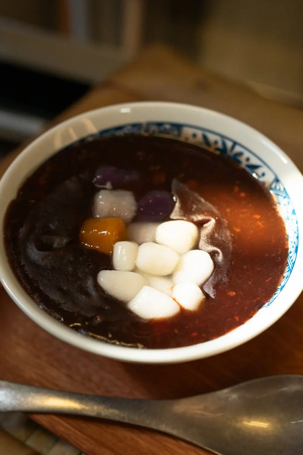 Red bean soup with small taro balls, sweet and chewy at Sweet Newbie,a Dessert Shop in Chicago