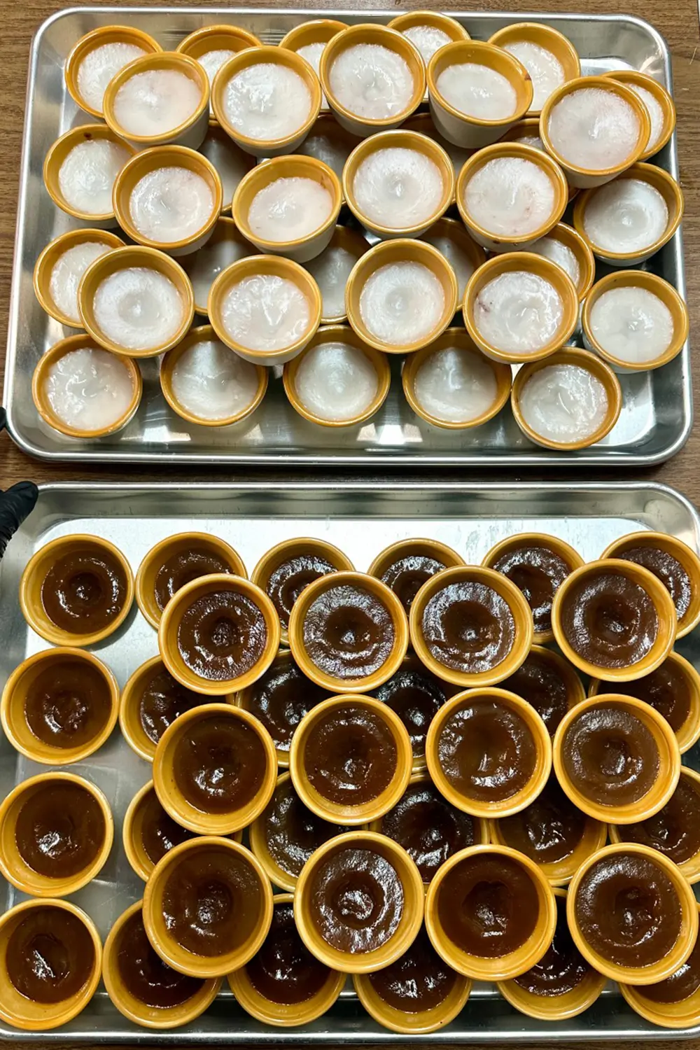 Several small boba rice cakes neatly arranged, glistening and chewy at Sweet Newbie,a Dessert Shop in Chicago